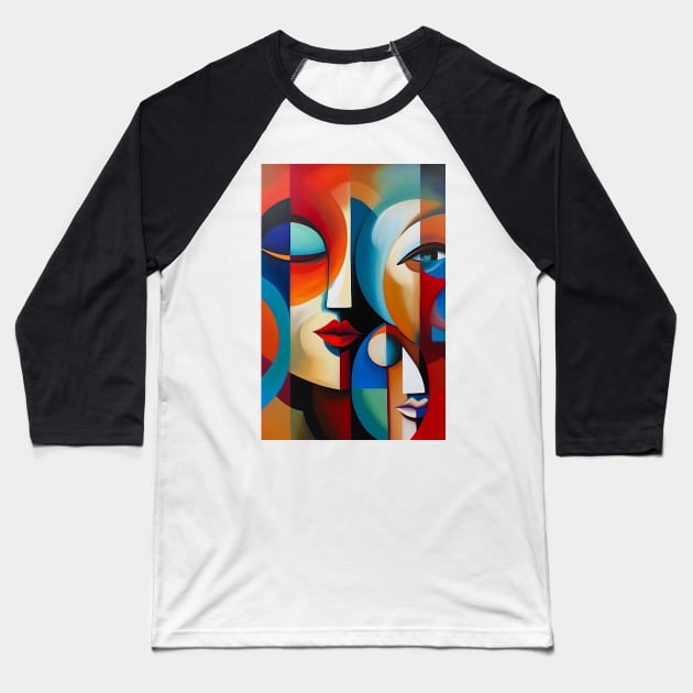 Abstract Faces Art Print Baseball T-Shirt by xena